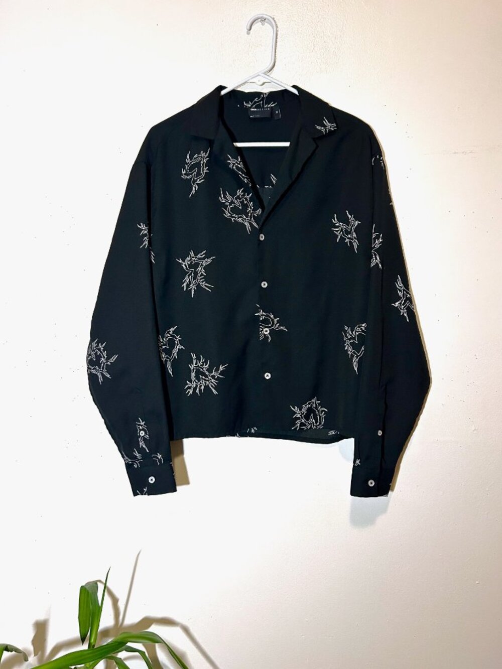 75% OFF - ASOS Design Twisted Heart Print Button Down - xs - black